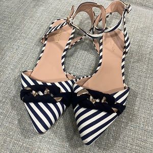 Ann Taylor Navy & White Stripe Flats